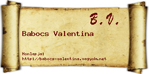 Babocs Valentina névjegykártya